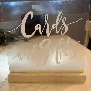 Gifts and Cards Clear Acrylic Wedding Sign - White Script